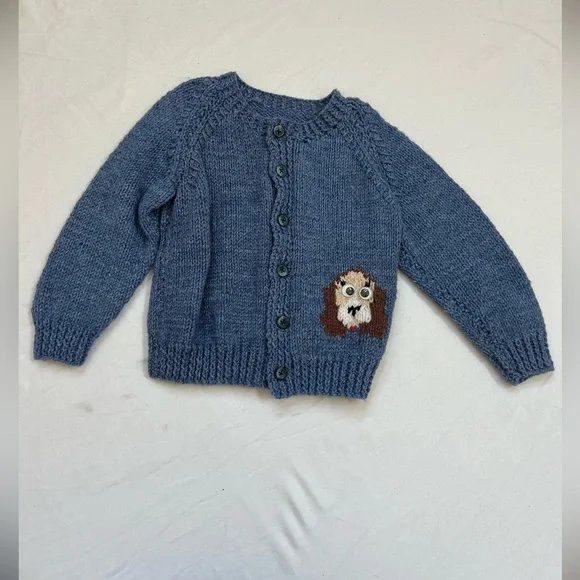 Cardigan Sweater Puppy Dogs Toddler Size 9 Months Baby Blue Unbranded Like New - Picture 3 of 16